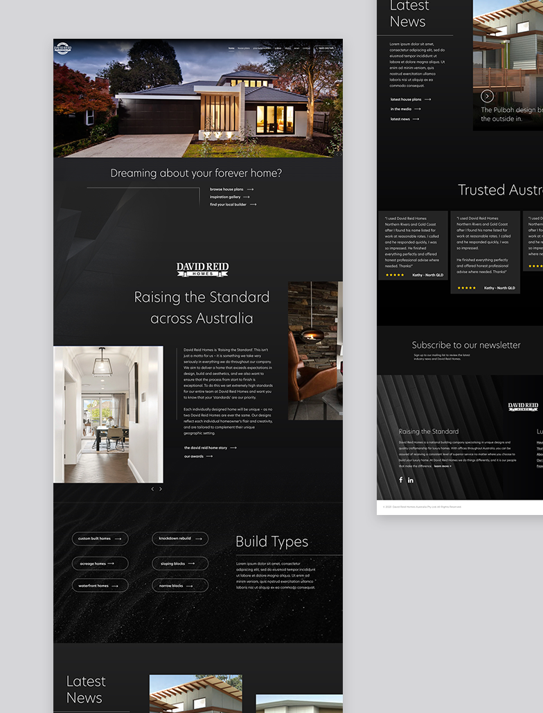 David Reid Homes: conversion optimised custom home builder website