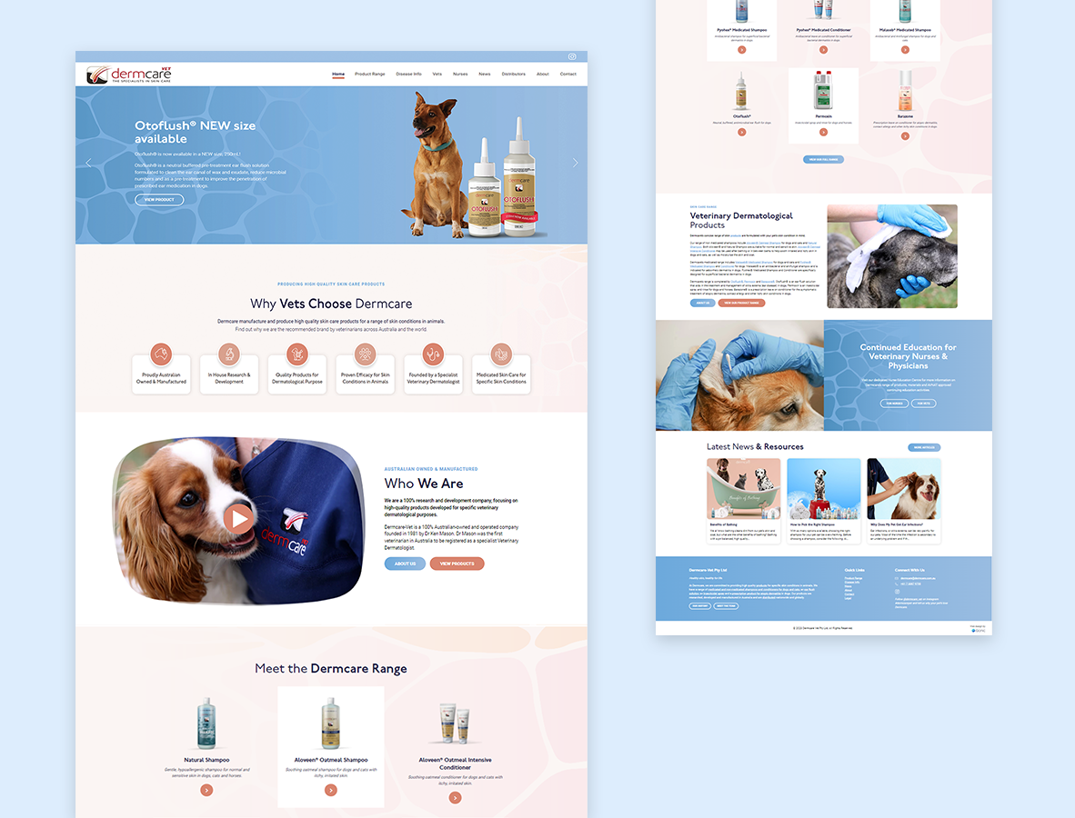 Dermcare website: custom design with client user portals