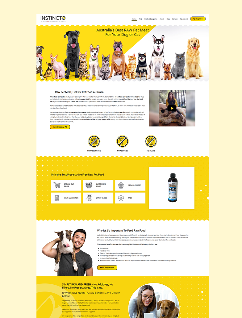 Instincto Raw Pet Foods online store with rewards and repeat ordering