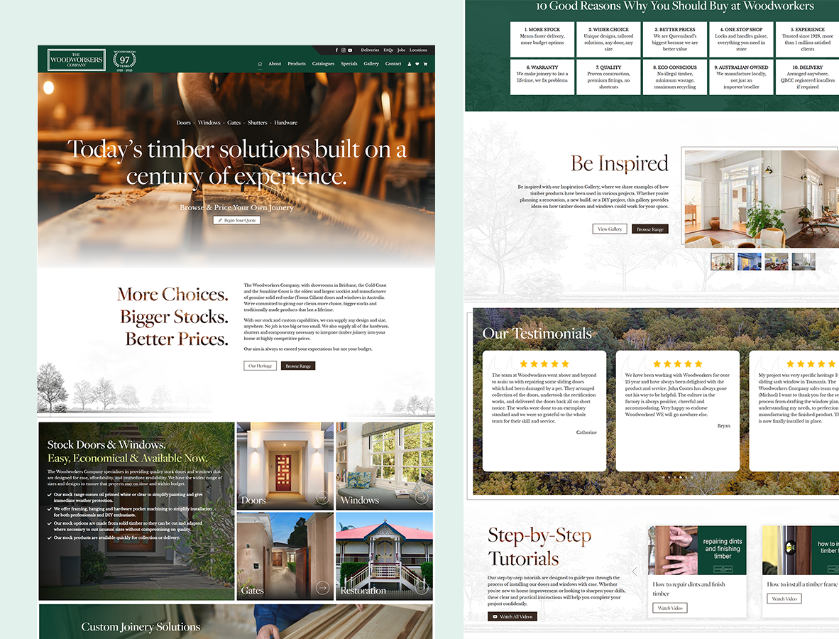 The Woodworkers Company site after its Joomla 5 migration and visual overhaul