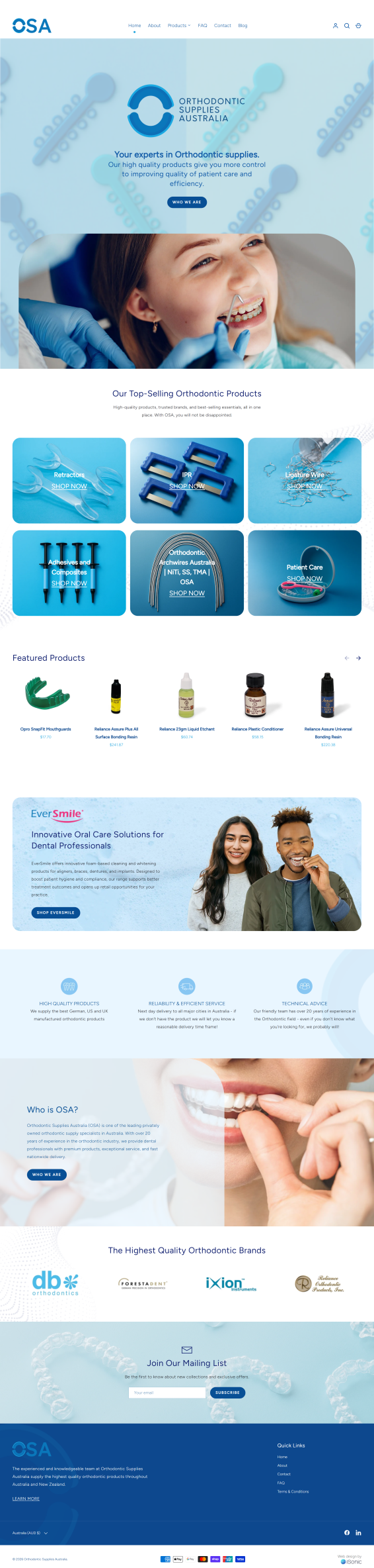 Orthodontic Supplies Australia homepage