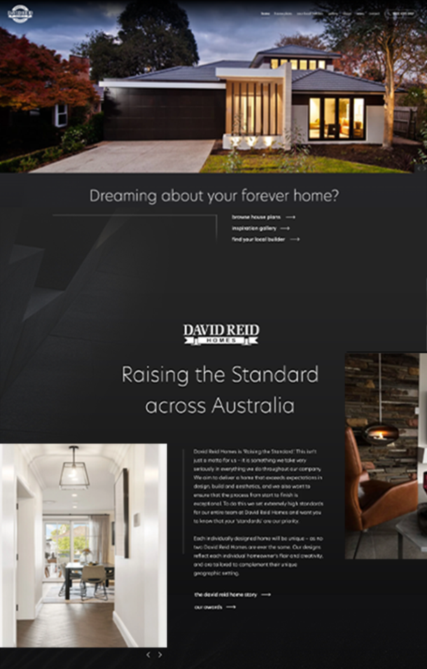 David Reid Homes home-page mock-up design. Custom franchise website design and management. Franchise digital marketing and SEO work. iSonic, local Web Design agency and Digital Marketing agency, Cleveland, Brisbane
